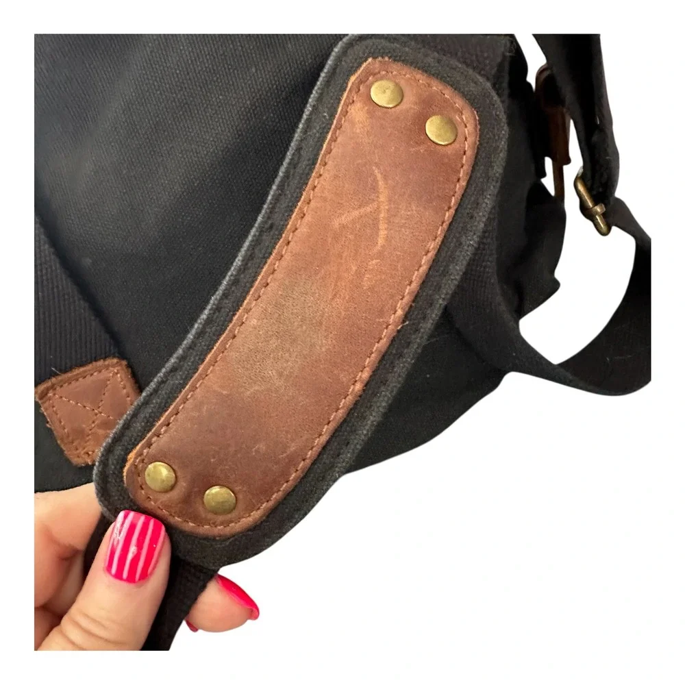 Kattee Black Canvas Leather Messenger Bag Crossbody Satchel Laptop Shoulder Bag